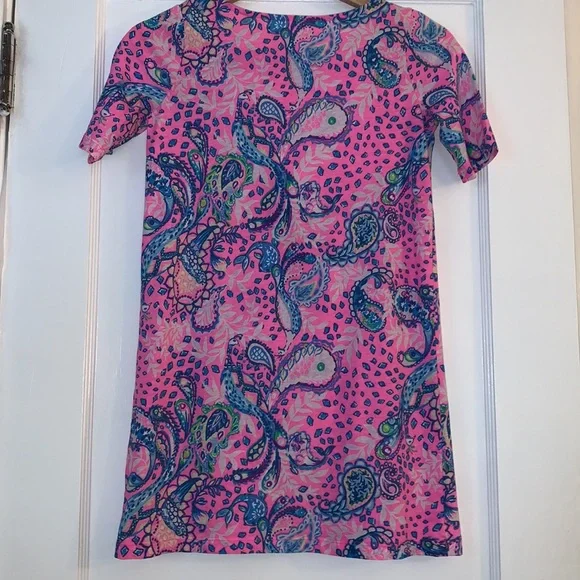 Lilly Pulitzer Girls Mini Marlowe Dress 8/10 Strut Your Stuff Plumeria Pink - Picture 2 of 12
